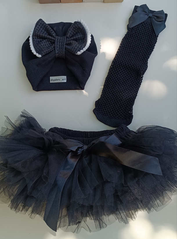 ست توربان مشکی نوزادی