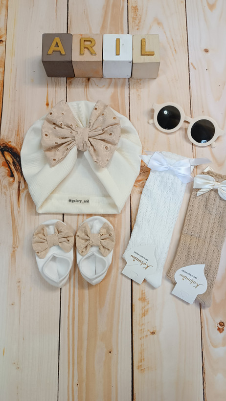 توربان شیری رنگ با پارچه خامه دوزی