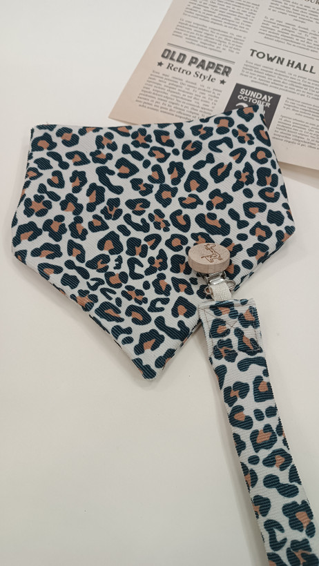 Leopard Baby Bandana Bib & Pacifier Clip Set